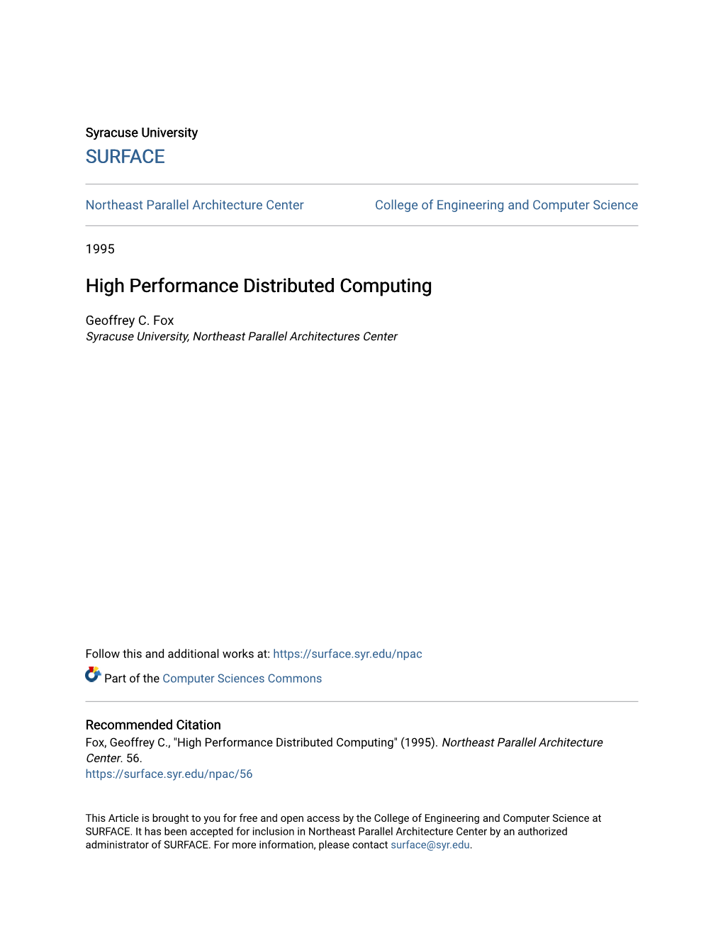 High Performance Distributed Computing