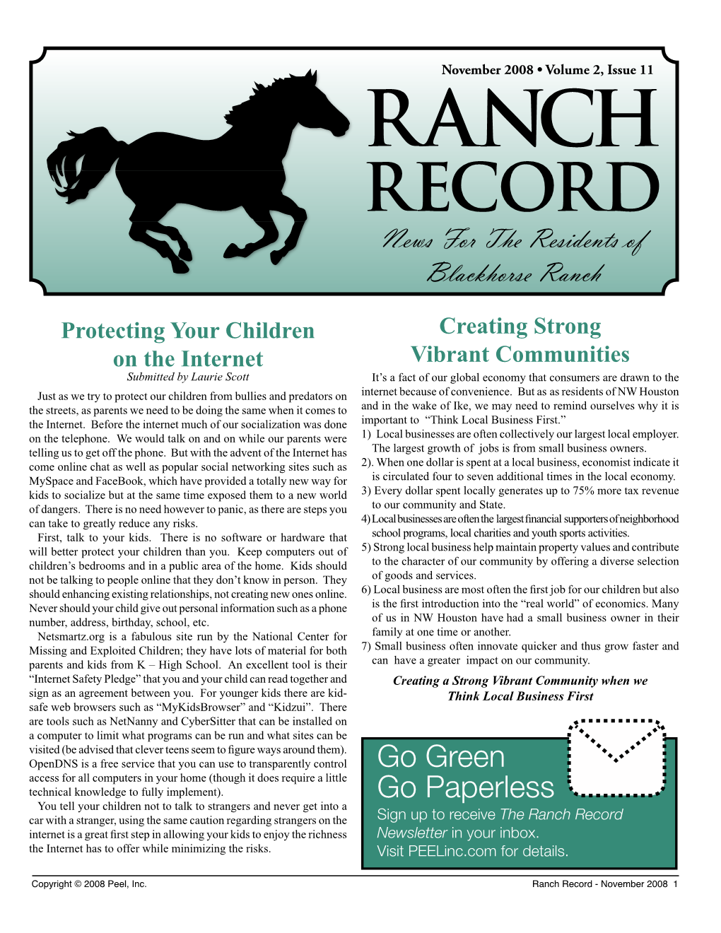 Record 2, Issue 11 Ranch Record News for the Residents of Blackhorse Ranch