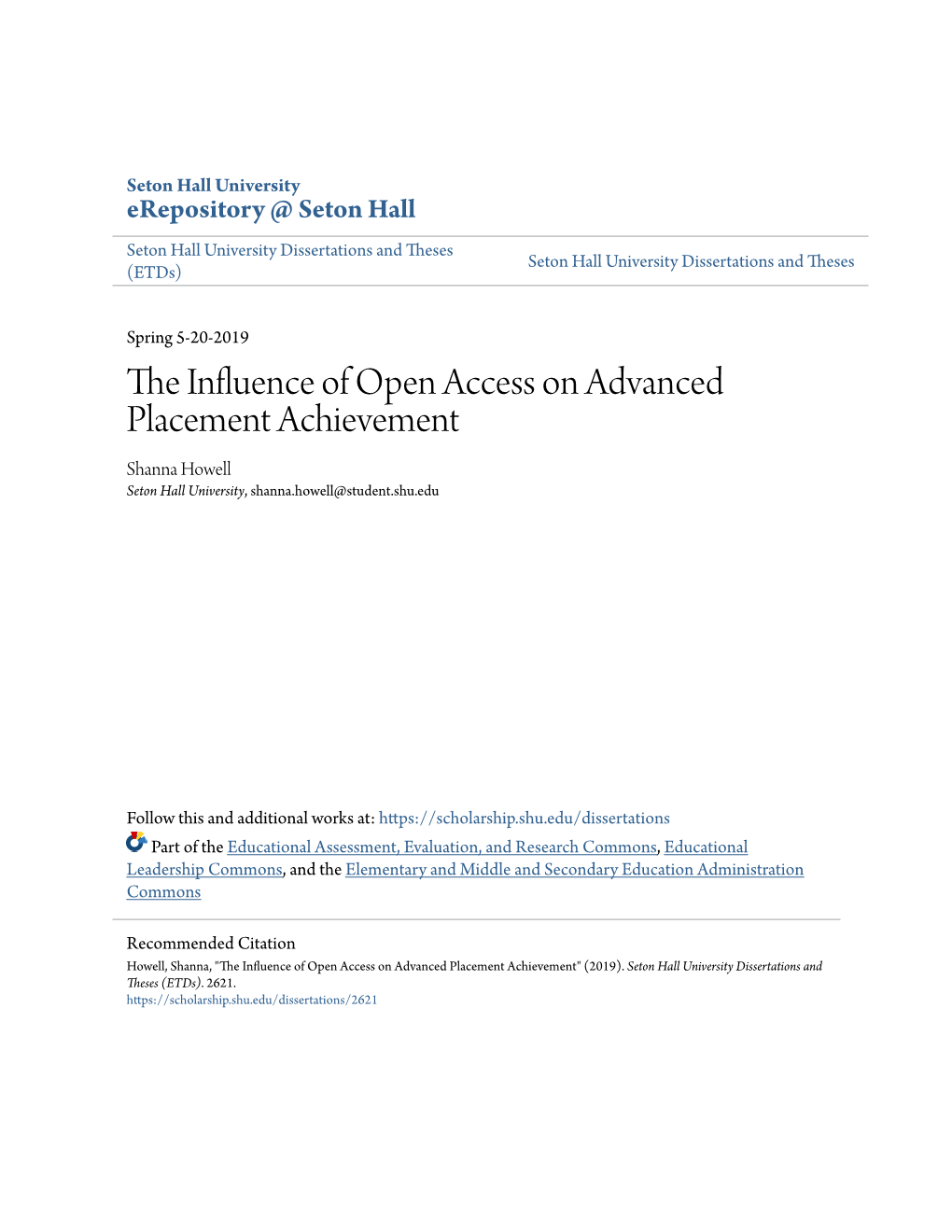 The Influence of Open Access on Advanced Placement Achievement