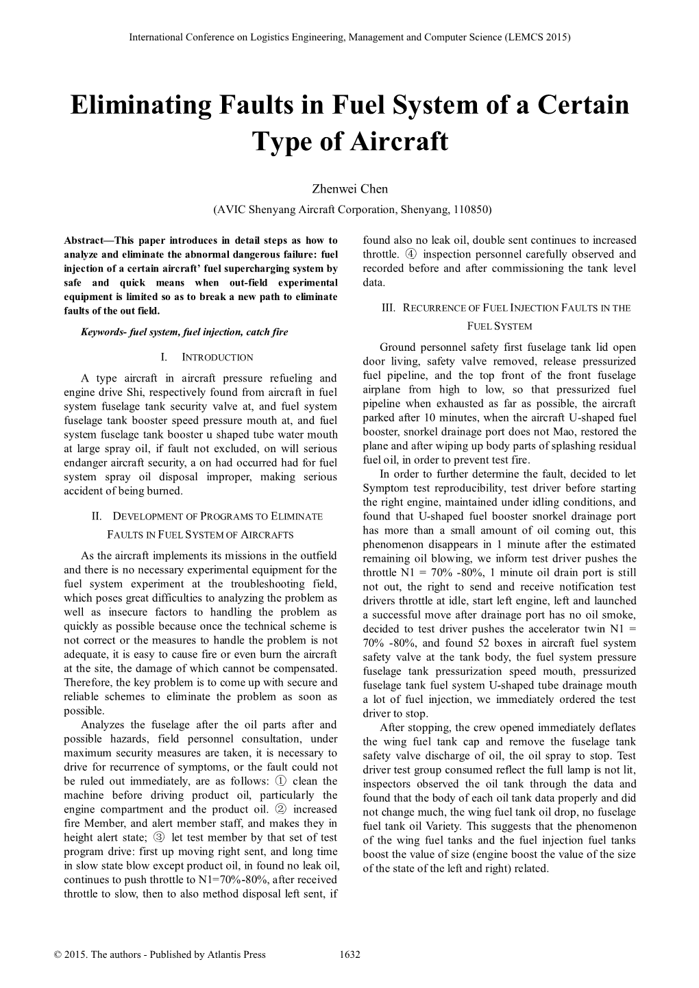 Eliminating Faults in Fuel System of a Certain Type of Aircraft