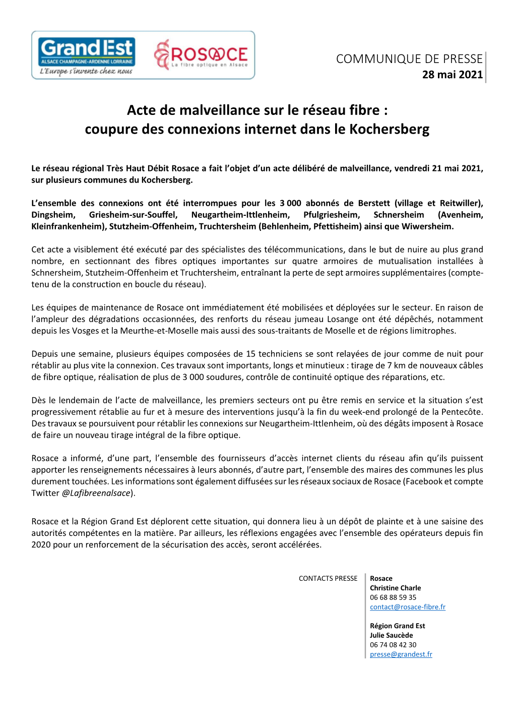 Acte De Malveillance Sur Le Réseau Fibre : Coupure Des Connexions Internet Dans Le Kochersberg