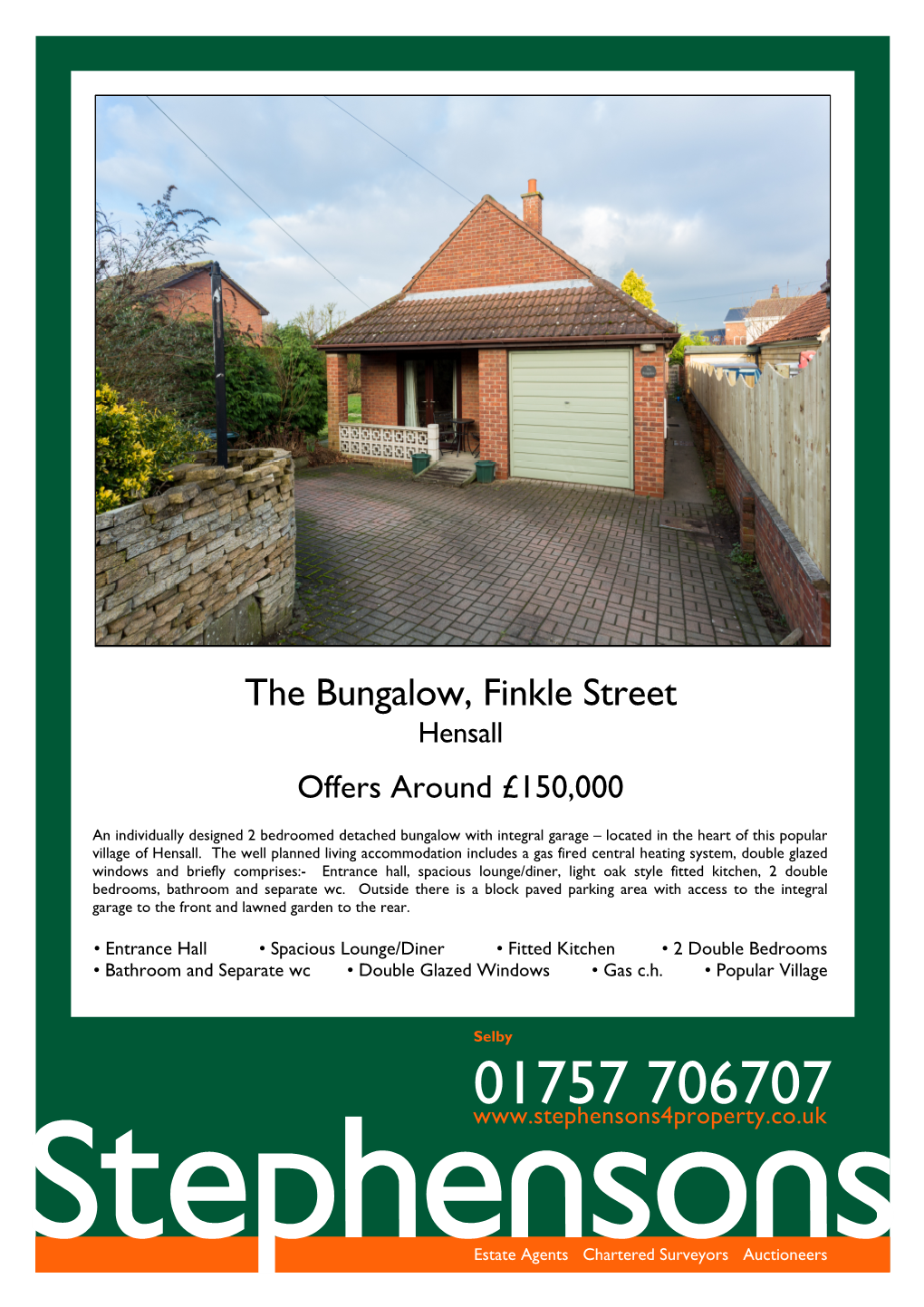 The Bungalow, Finkle Street Hensall Offers Around £150,000