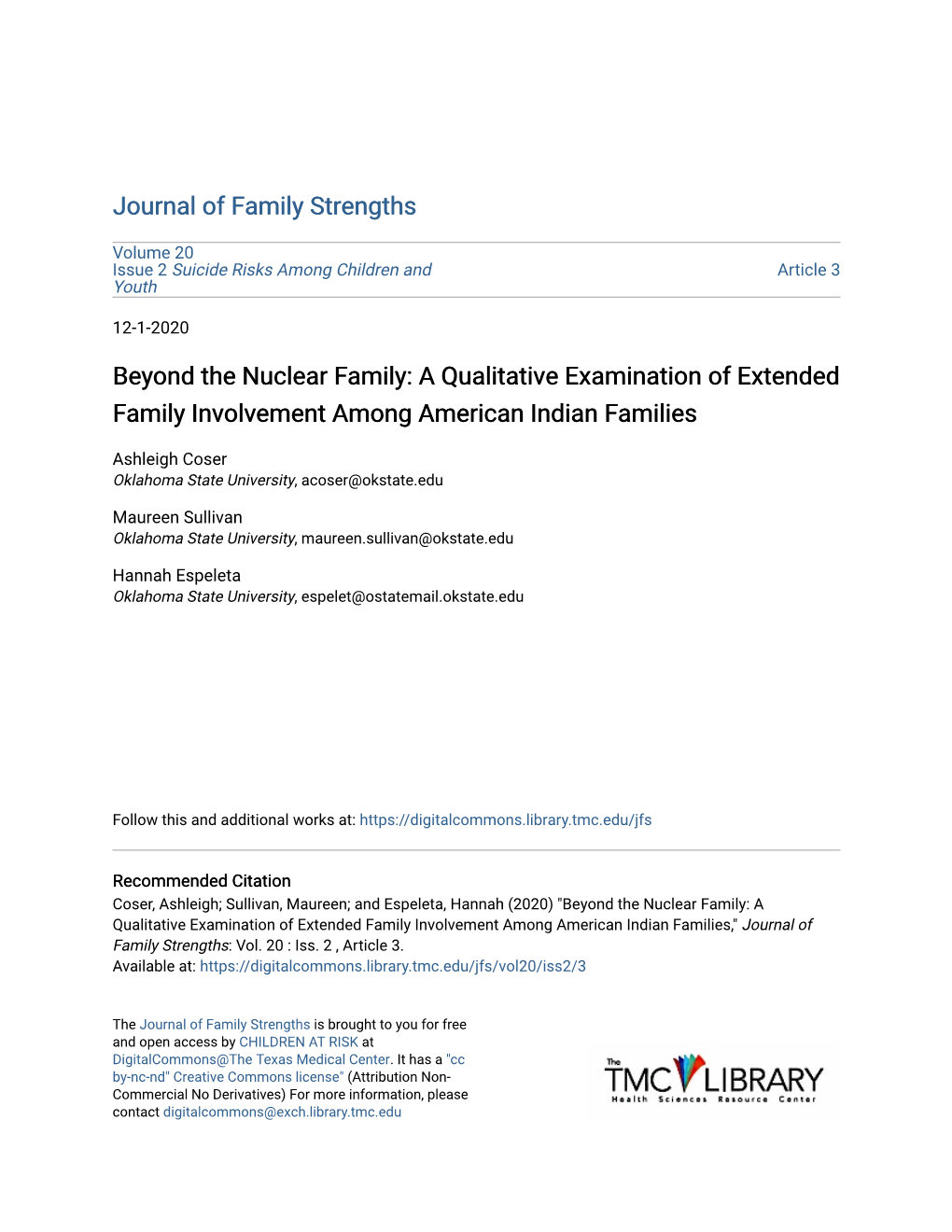 A Qualitative Examination of Extended Family Involvement Among American Indian Families