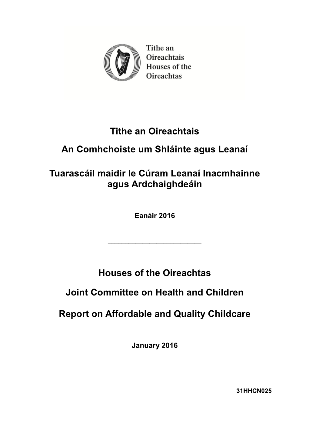 Oireachtas JCHC on Childcare