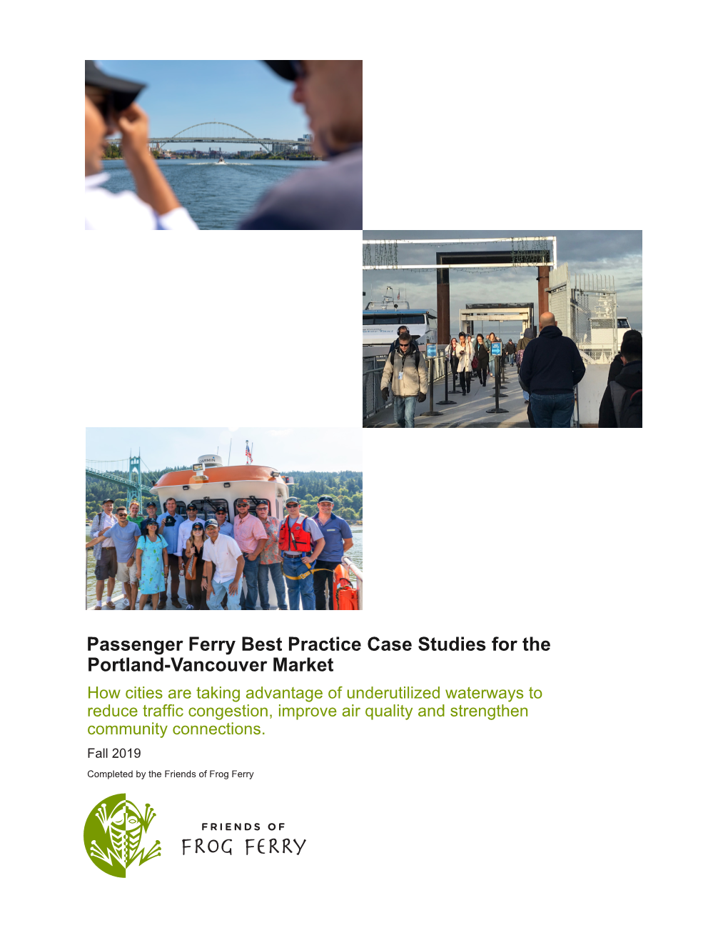 Passenger Ferry Best Practice Case Studies for the Portland-Vancouver