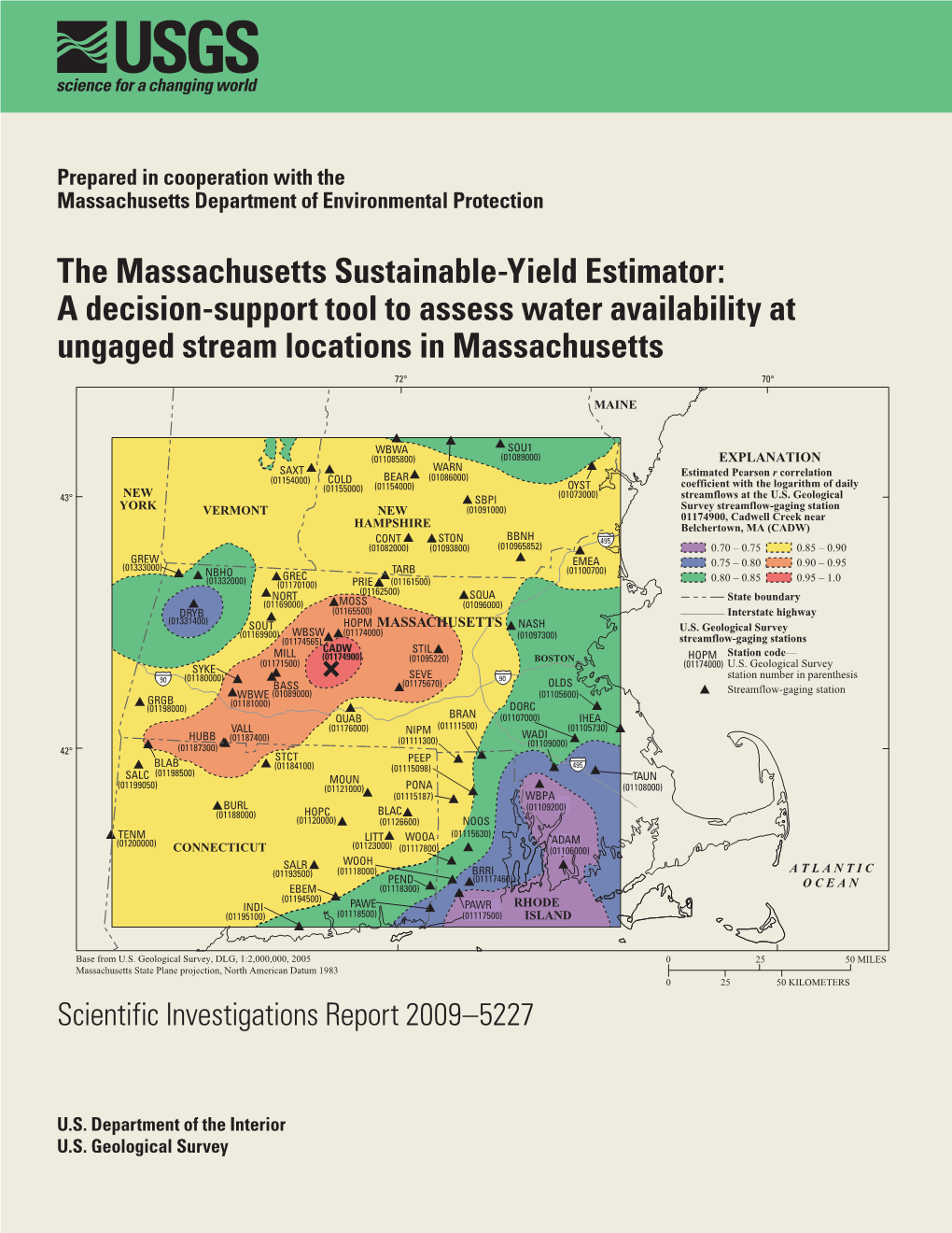 The Massachusetts Sustainable-Yield Estimator: a Decision-Support Tool to Assess Water Availability at Ungaged Stream Locations in Massachusetts 72° 70°