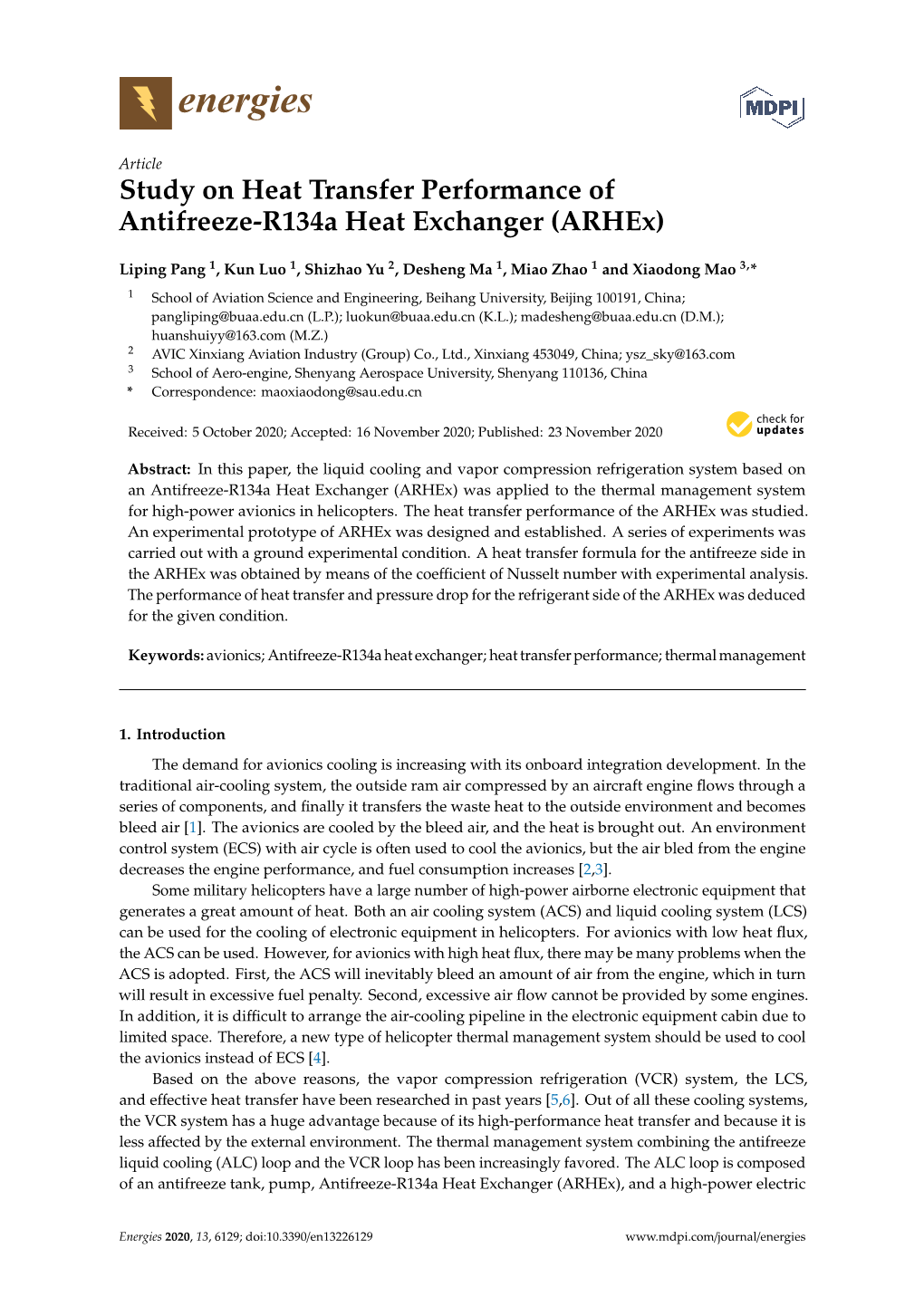 Study on Heat Transfer Performance of Antifreeze-R134a Heat Exchanger (Arhex)