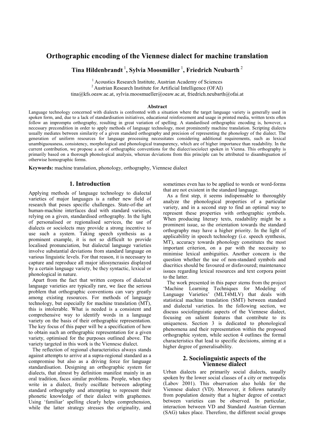 Orthographic Encoding of the Viennese Dialect for Machine Translation