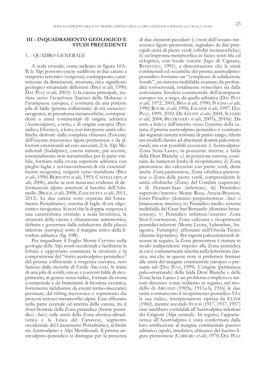 Le Note Illustrative Del Monte Cervino Della Carta Geologica Di Italia