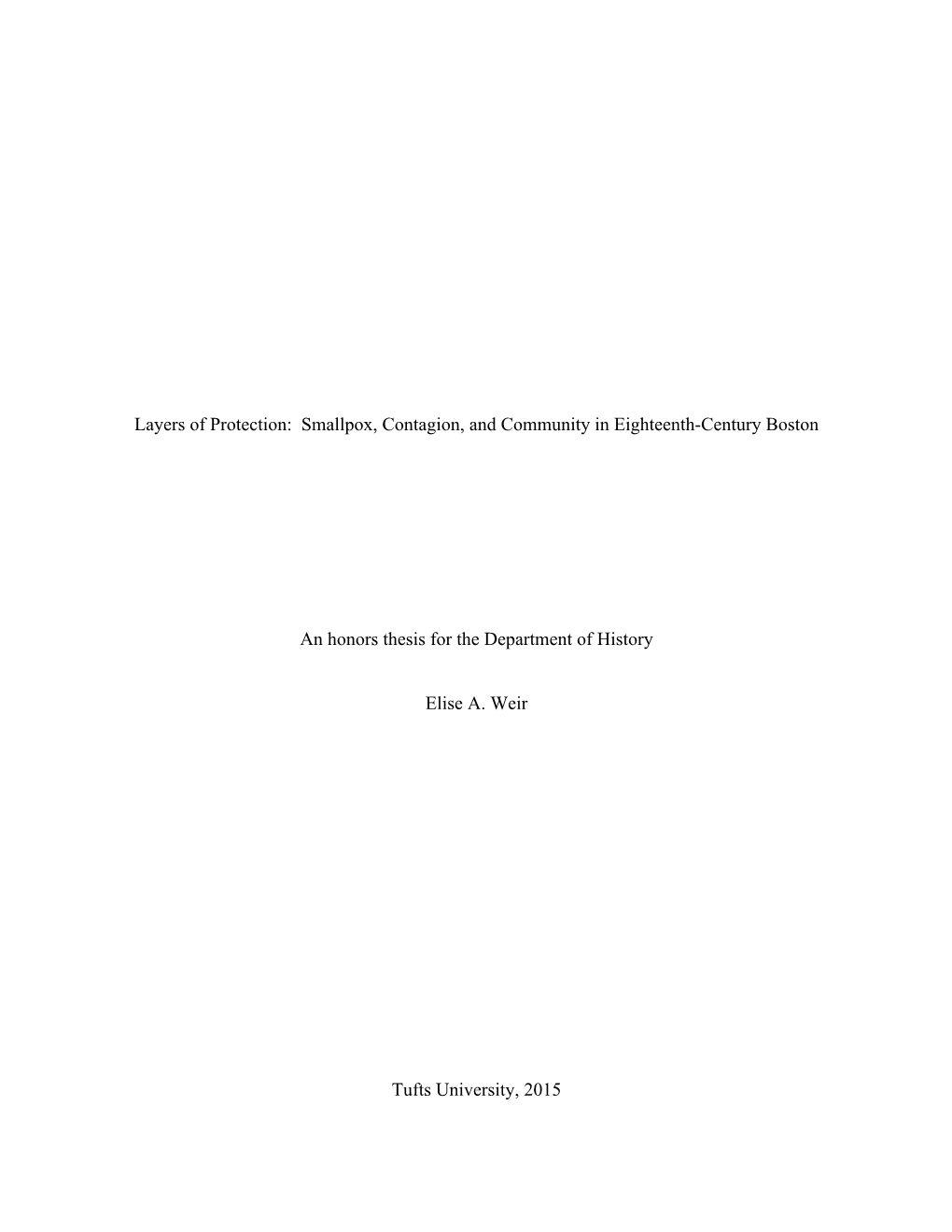 Smallpox, Contagion, and Community in Eighteenth-Century Boston