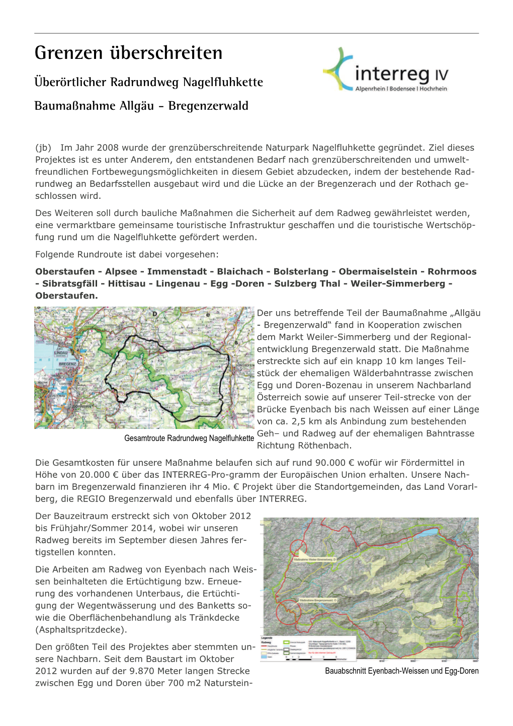 Projekt Radweg Nagelfluhkette