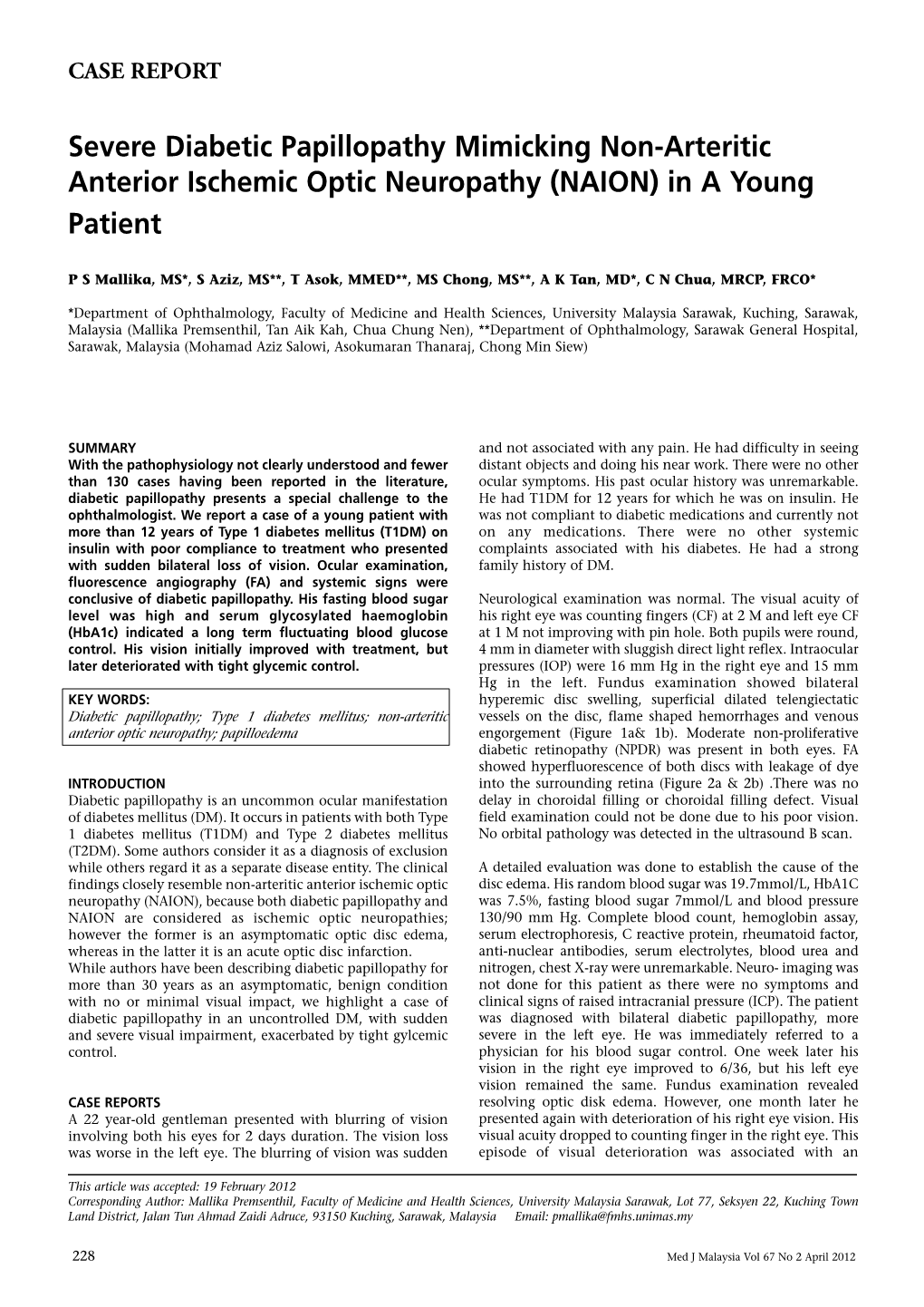 Severe Diabetic Papillopathy Mimicking Non-Arteritic Anterior Ischemic Optic Neuropathy (NAION) in a Young Patient