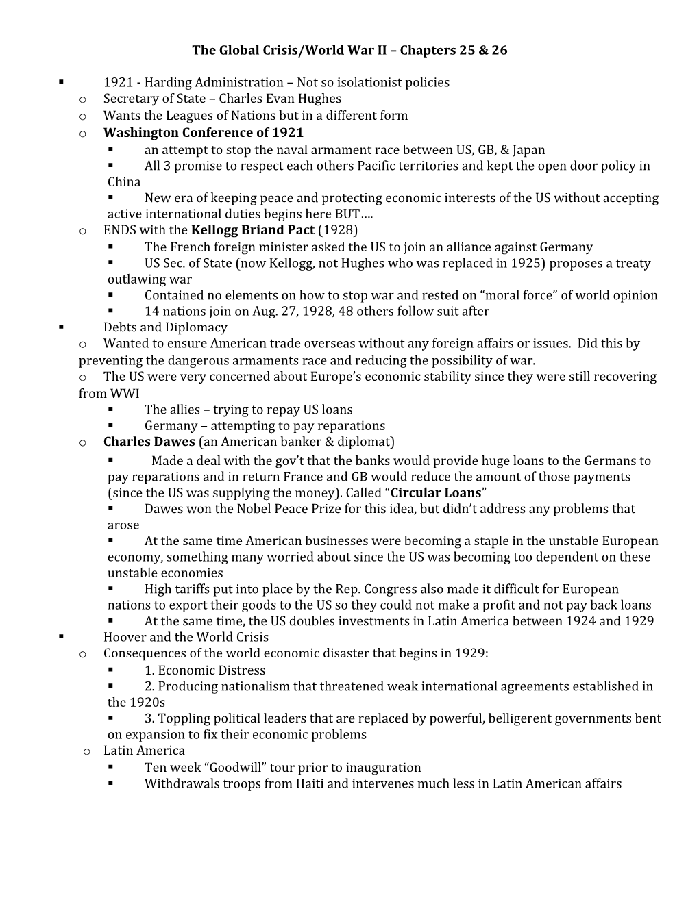 The Global Crisis/World War II Chapters 25 & 26