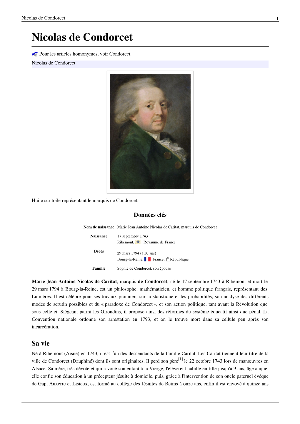 Nicolas De Condorcet 1 Nicolas De Condorcet