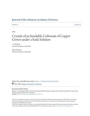 Crystals of an Insoluble Carbonate of Copper Grown Under a Soda Solution L