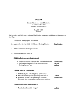 Board of Game and Inland Fisheries Meeting Materials