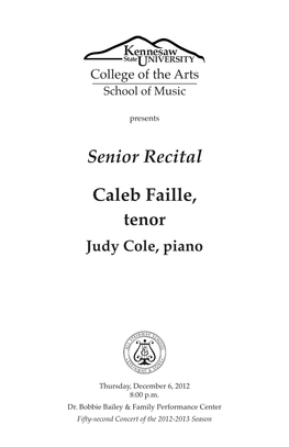 Caleb Faille, Tenor Judy Cole, Piano