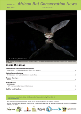 African Bat Conservation News April 2016 ISSN 1812-1268