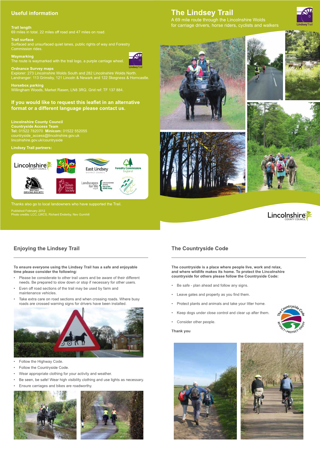The Lindsey Trail a 69 Mile Route Through the Lincolnshire Wolds for Carriage Drivers, Horse Riders, Cyclists and Walkers Lindseytrail Trail Length 69 Miles in Total