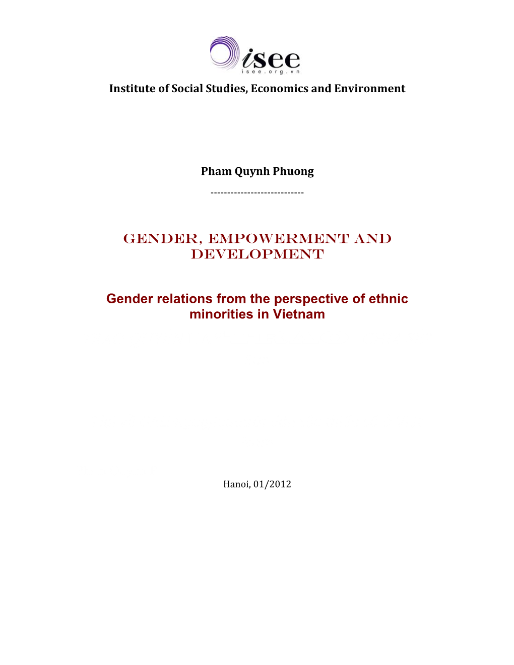 Gender Relations from the Perspective of Ethnic Minorities in Vietnam TRAO QUYỀN HAY CHIA SẺ? Suh