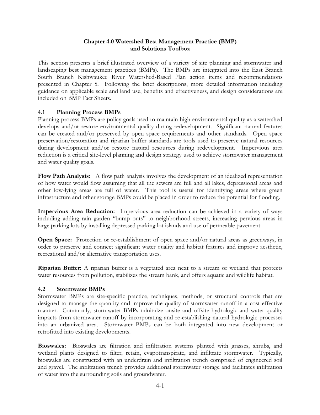 4-1 Chapter 4.0 Watershed Best Management