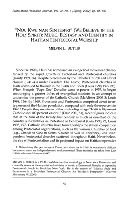 Music, Ecstasy, and Identity in Haitian Pentecostal Worship