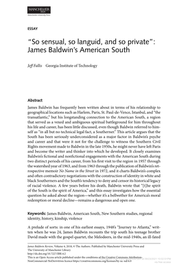 James Baldwin's American South
