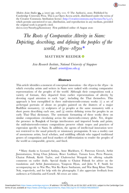 The Roots of Comparative Alterity in Siam: Depicting, Describing, and Deﬁning the Peoples of the World, S–S*