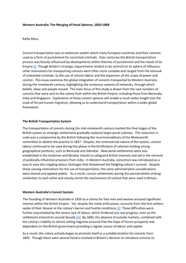 Western Australia: the Merging of Penal Spheres, 1850-1868