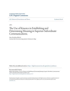 The Use of Kinesics in Establishing and Determining Meaning in Superior-Subordinate Communications