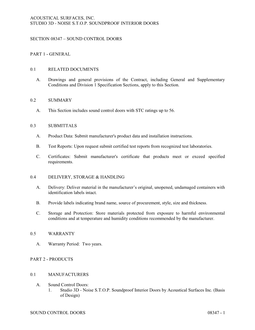 Section 08347 - Sound Control Doors s1