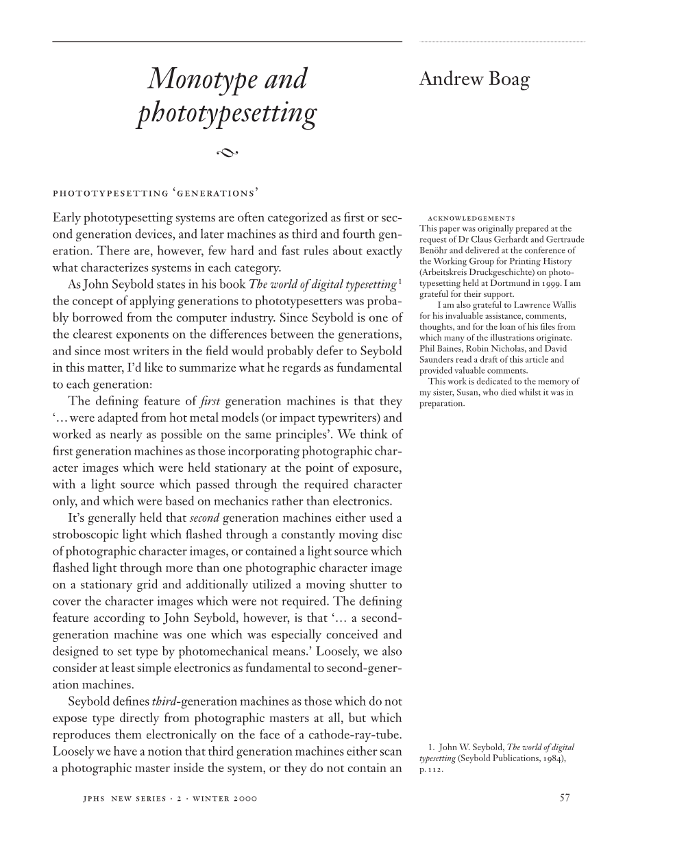 Monotype and Phototypesetting
