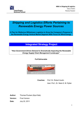 Shipping and Logistics Efforts Pertaining to Renewable Energy Power Sources
