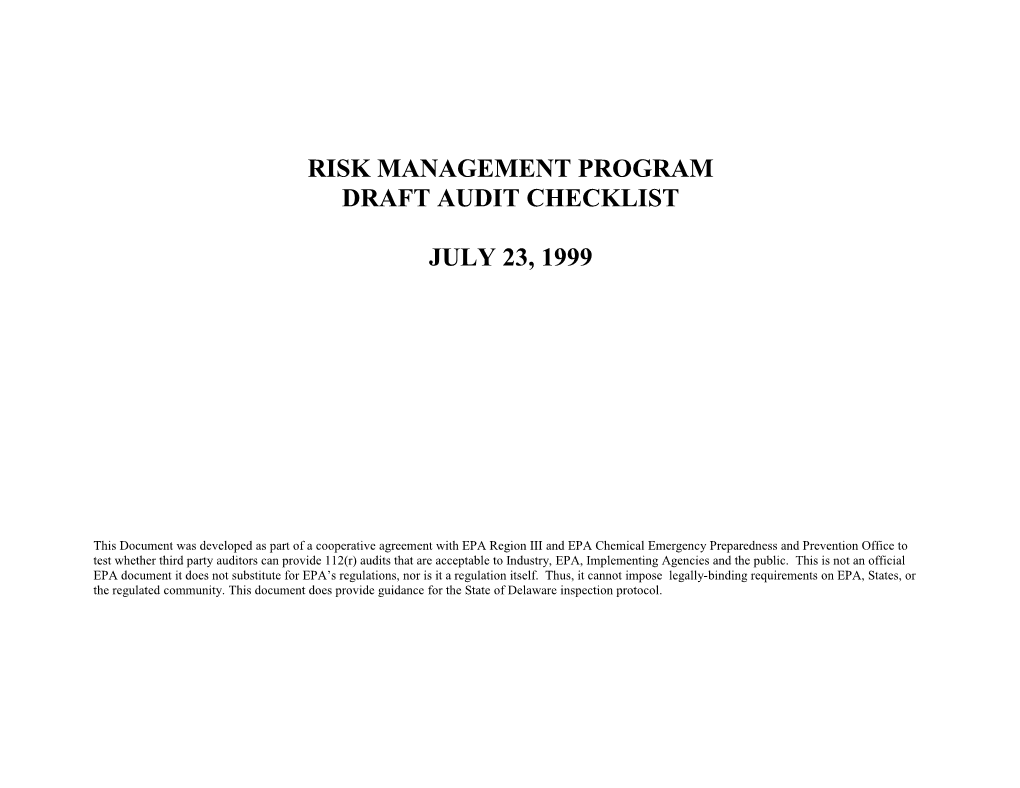 Risk Management Program