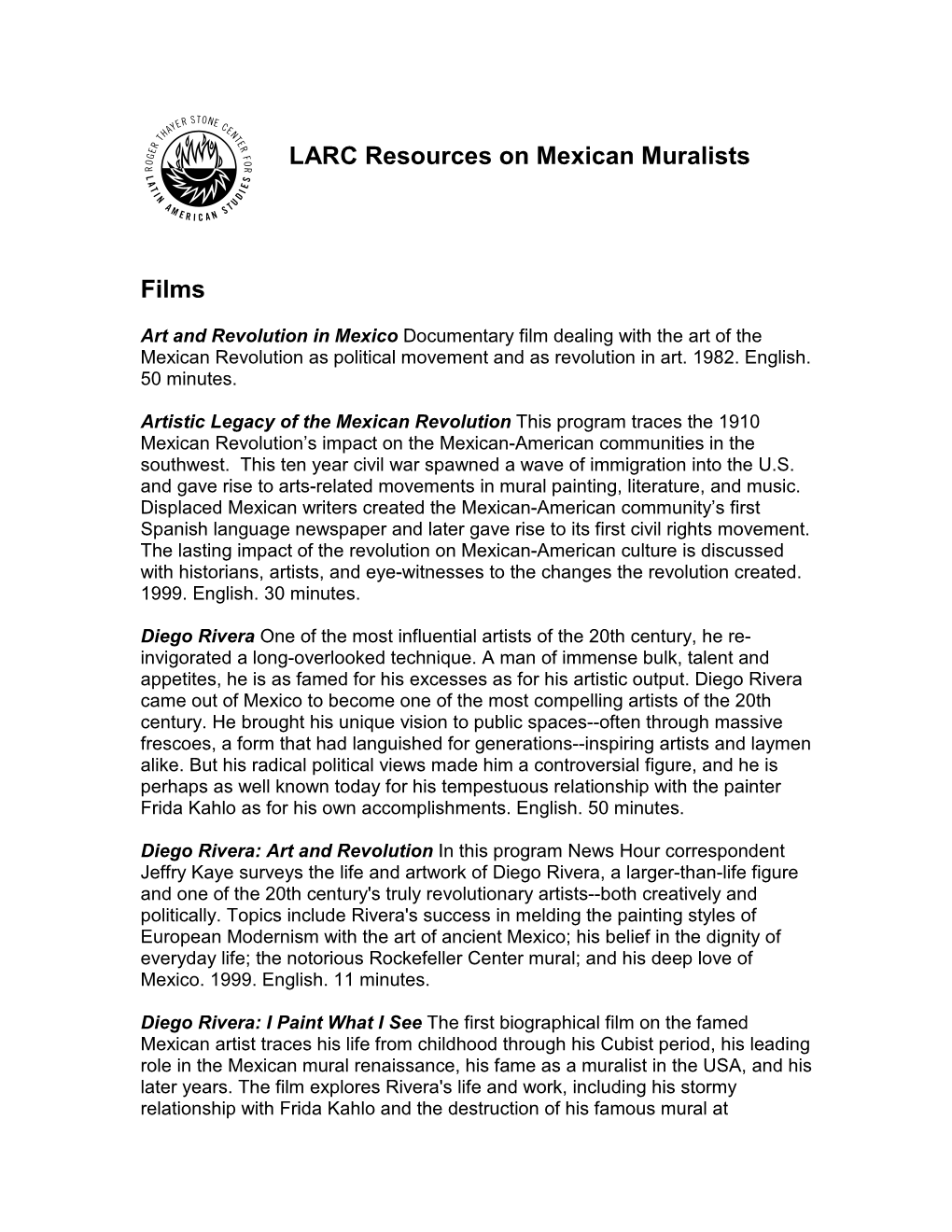 LARC Resources on Art, Identity, and the Mexican Revolution