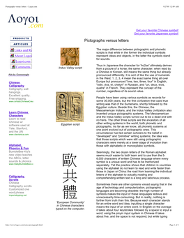 Pictographs Versus Letters - Logoi.Com 9/27/05 12:09 AM