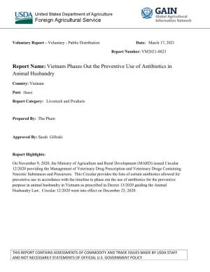 Report Name:Vietnam Phases out the Preventive Use of Antibiotics In