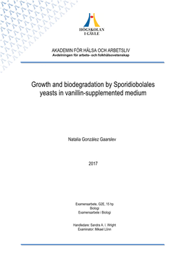 Growth and Biodegradation by Sporidiobolales Yeasts in Vanillin