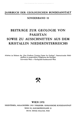 Beiträge Zur Geologie Von Pakistan Sowie Zu Ausschnitten Aus Dem Kristallin Niederösterreichs