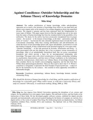 Against Consilience: Outsider Scholarship and the Isthmus Theory of Knowledge Domains