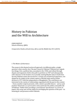 History in Pakistan and the Will to Architecture