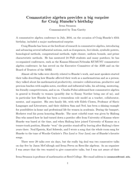 Commutative Algebra Provides a Big Surprise for Craig Huneke's Birthday