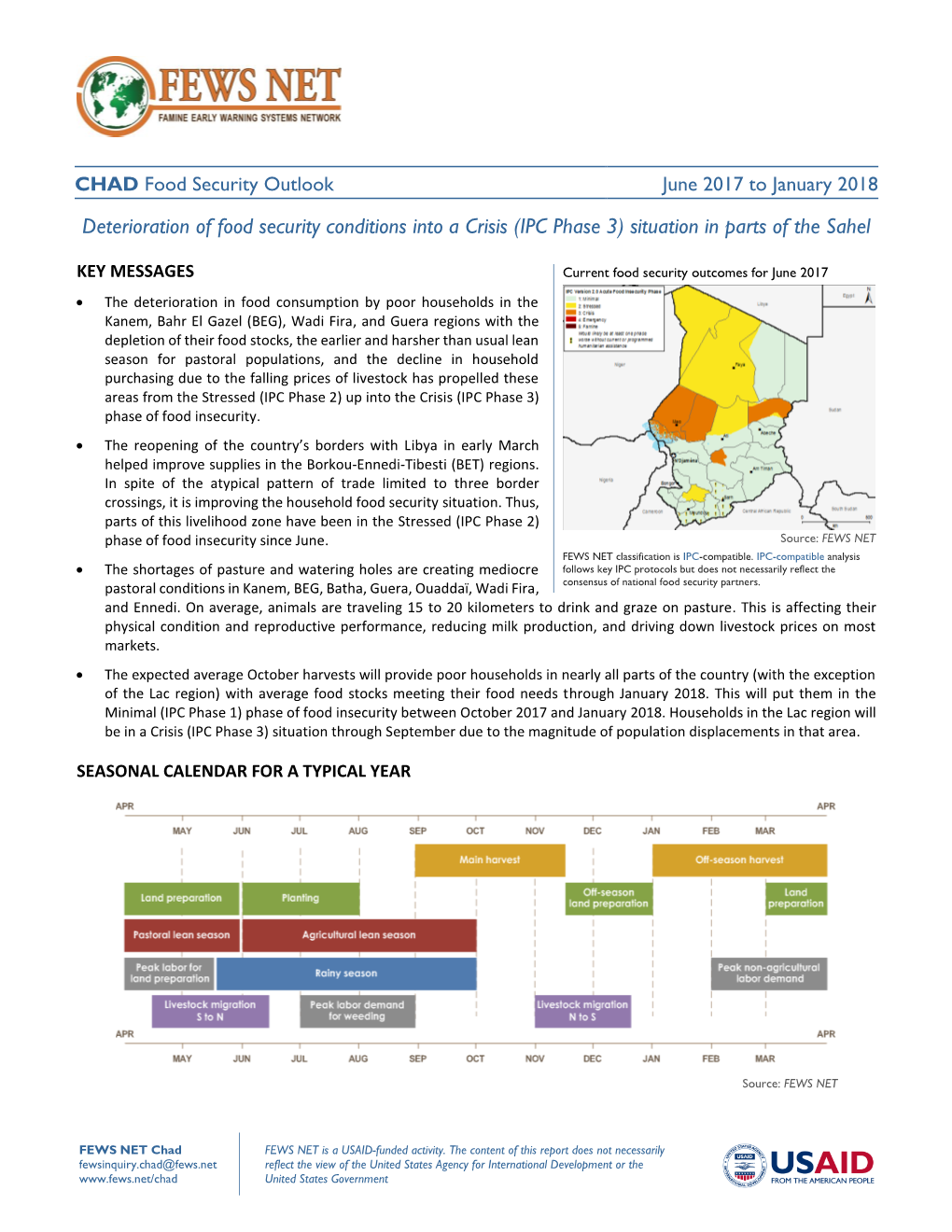 Deterioration of Food Security Conditions Into a Crisis (IPC Phase 3) Situation in Parts of the Sahel