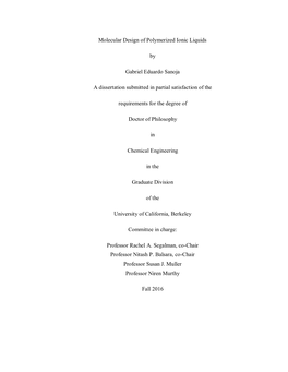 Molecular Design of Polymerized Ionic Liquids by Gabriel Eduardo