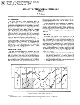 GEOLOGY of the CARBON CREEK AREA (930/15) by A
