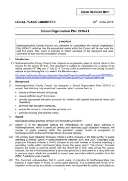 School Organisation Plan 2016-21.Pdf