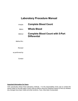 Laboratory Procedure Manual