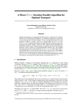 Iteration Parallel Algorithm for Optimal Transport