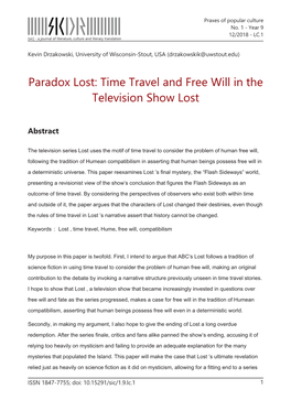 Paradox Lost: Time Travel and Free Will in the Television Show Lost
