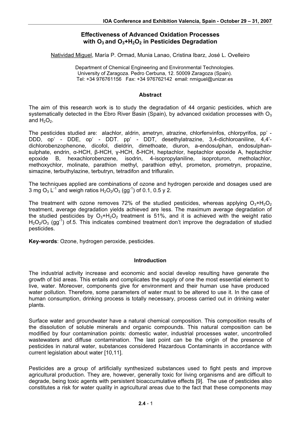 Effectiveness of Advanced Oxidation Processes with O3 and O3+H2O2